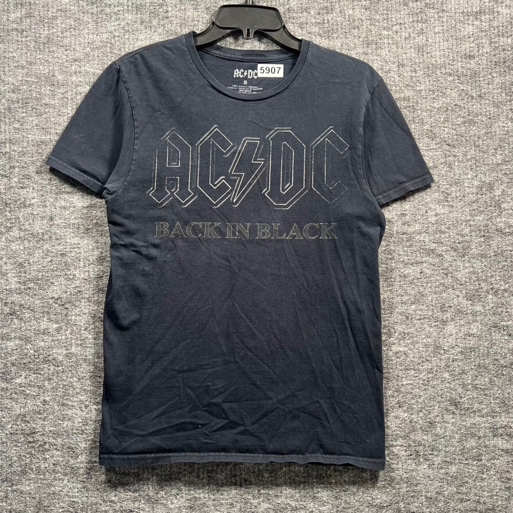 AC/DC Back In Black Graphic T-Shirt Mens Small Black Rock Band Tee
